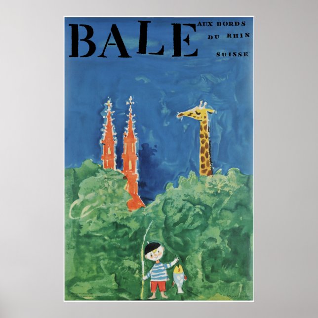 Bâle, au bord du Rhin, Suisse, Poster de viagens (Frente)