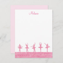 Balé Ballerina Girly Pink Modelo Note Card