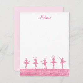 Balé Ballerina Girly Pink Modelo Note Card