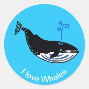 Baleia azul - adesivo redondo clássico