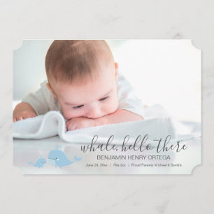 Baleia Azul Bonita Olá Lá Anúncio De Bebê