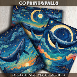 Baleia azul no mundo azul Van Gogh