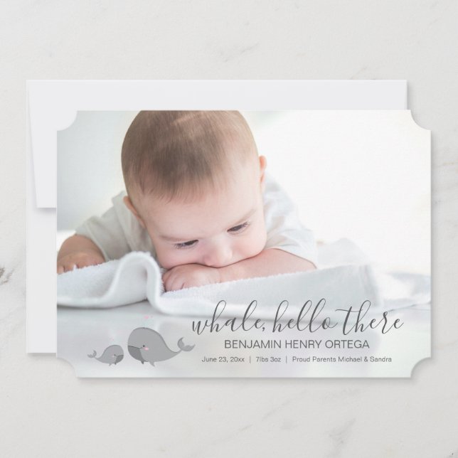 Baleia Bonita Alô Ali Anúncio de Foto Bebê (Frente)