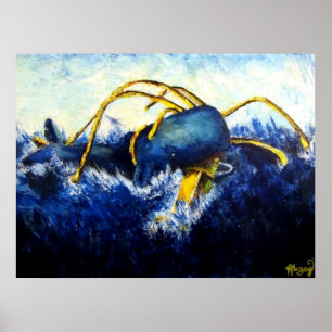 Baleia contra o impressão original do artista do