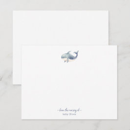 Baleia de cor aquosa Cartões de agradecimentos beb