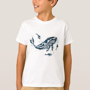 Baleia de Cores-d'Água em Camiseta Azul para Cria