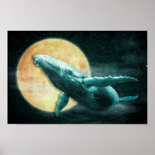 Baleia de Humpback da fantasia que voa ao poster