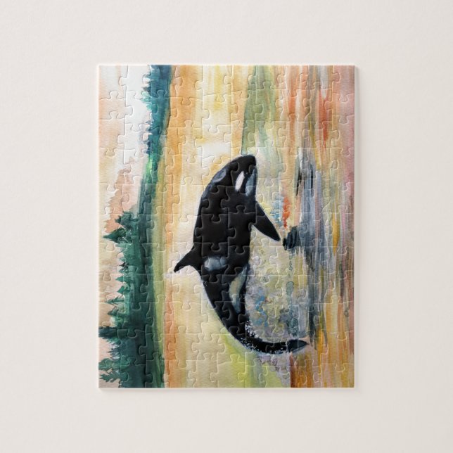 Baleia em Quebra-cabeça de Foto Salto com Caixa de (Vertical)