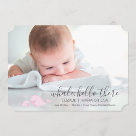 Baleia rosa-branca Alô Lá Anúncio de bebê