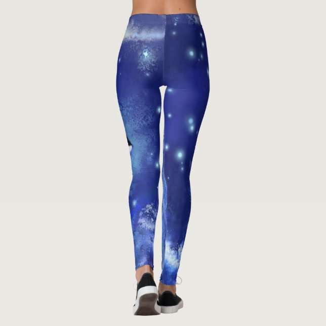 Baleias Assassinas Cheias Noite Azul Leggings (Verso)