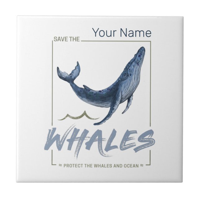 Baleias de proteção à baleia e Cetáceos de aquarel (Frente)