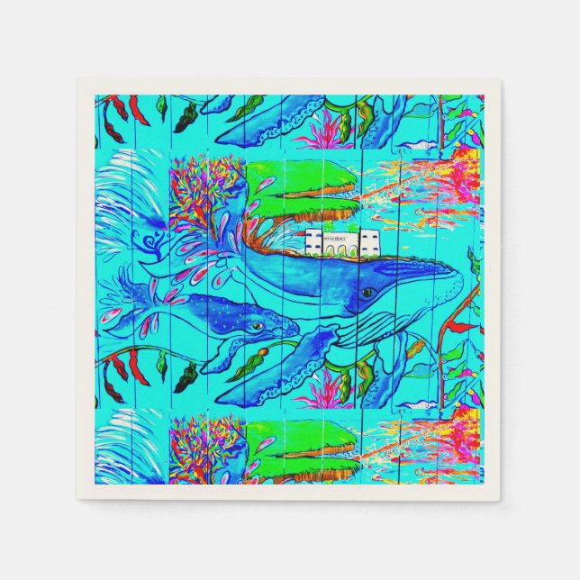 baleias-jubarte guardanapos debaixo d'água (Frente)