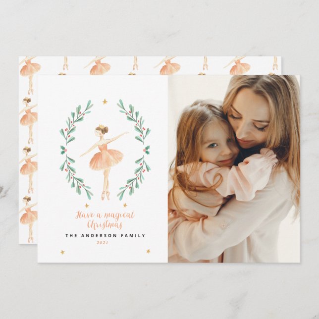 Balerina botânica 1 foto de Natal (Frente/Verso)