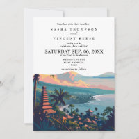 Bali Indonésia - Retro de Convite de Casamento