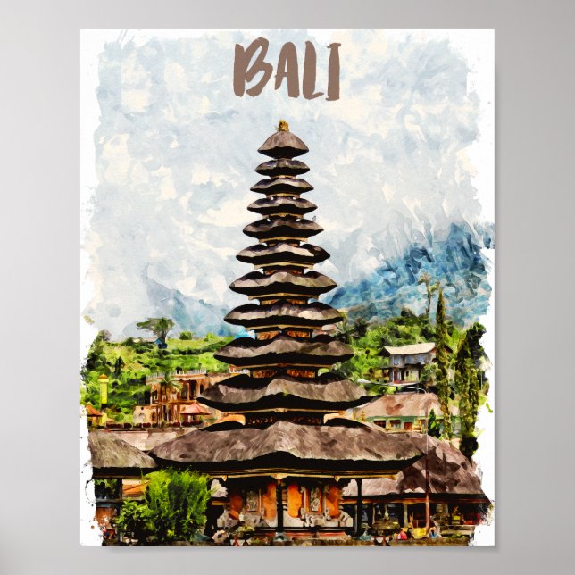 Bali Indonesia Ulun Danu Beratan Temple Poster (Frente)