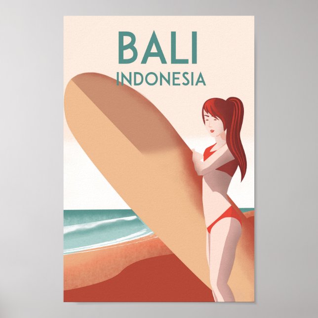 Bali Indonesia vintage travel poster (Frente)