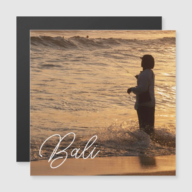 Bali Sunset Fisherman Magnet Card (Frente/Verso)