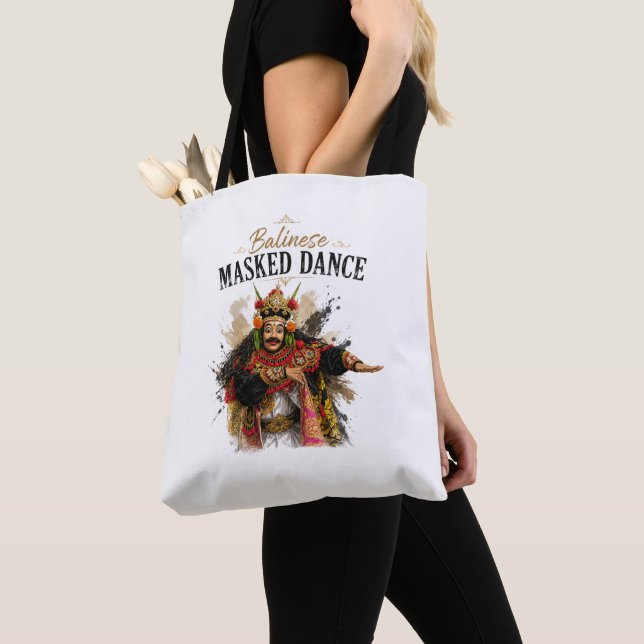 Balinese Masked Dance Tote Bag (Close Up)