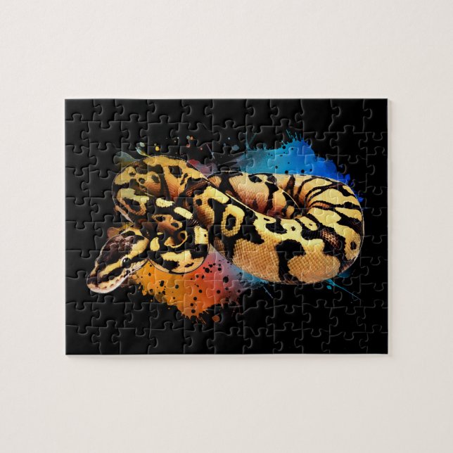 Ball Python Rainbow Color Watercolor Quebra-cabeça (Horizontal)