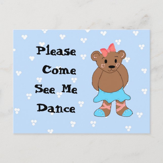 Ballerina Bear Dance Considerando Convite (Frente)