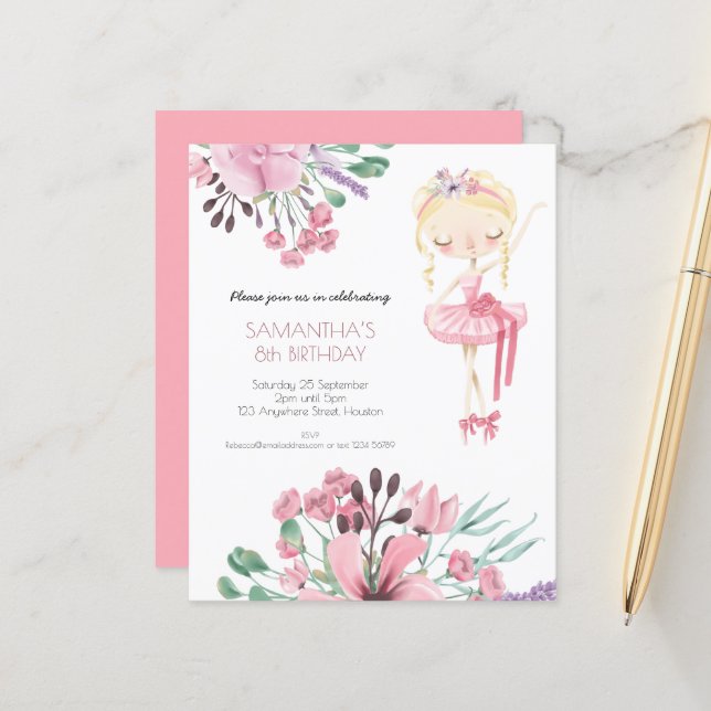 Ballerina de orçamento Florais Festa de 8 anos de  (Frente/Verso In Situ)