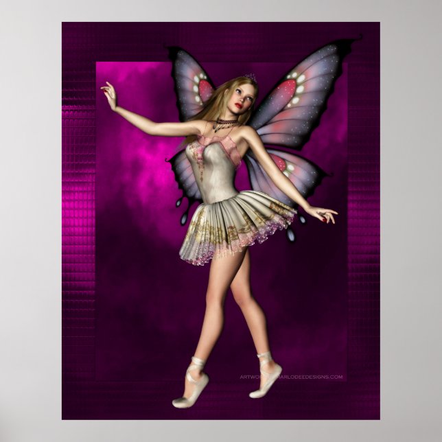 Ballerina Fairy Artwork D1 Poster Print (Frente)