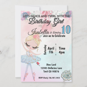 Ballerina fazendo dez convites de aniversário