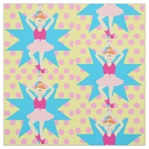 Ballerina Girl Sobre Tecido Rosa De Bolinhas