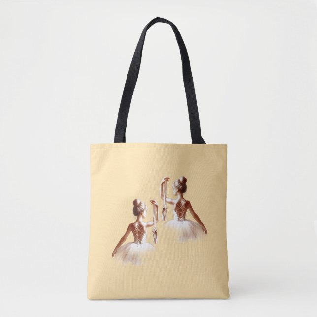 "Ballerina Grace - Bag de Tote de Aquarela Artísti (Frente)