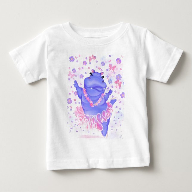 Ballerina Hippo Balé Dancer Engraçado Camiseta Beb (Frente)