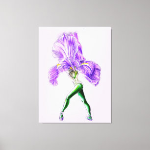Ballerina Iris Flower Balé Dancer Canvas Impressão