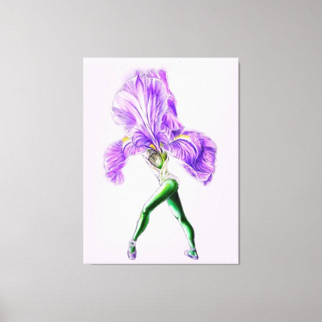 Ballerina Iris Flower Balé Dancer Canvas Impressão (Frente)