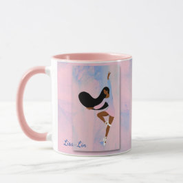 Ballerina na caneca de café rosa