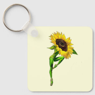 Ballerina Sunflower Balé Dancer Chaveiro Gift