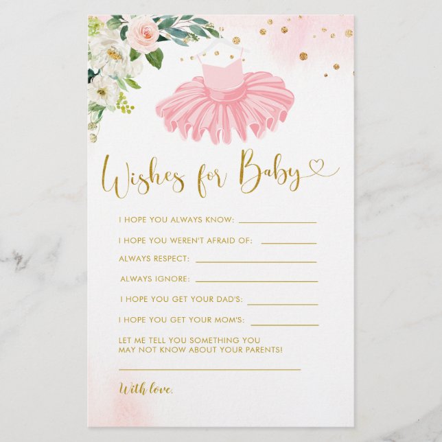 Ballerina Tutu Chá de fraldas deseja bebê (Frente)