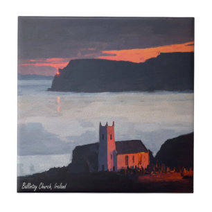 Ballintoy Church, Irlanda no Sunset