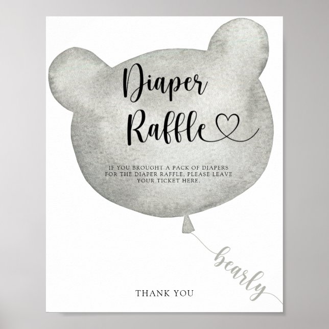 Balloon Bear diaper raffle poster (Frente)