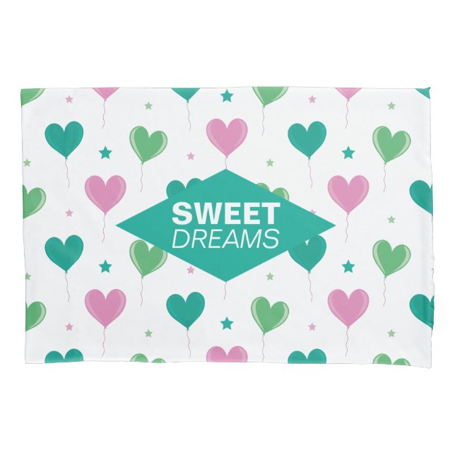 Balloons hearts Green Pink Romantic Pattern Cute (Frente)