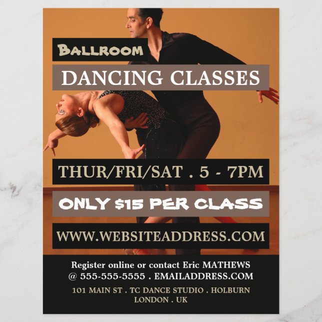 Ballroom Dancers, Dance Lesson Advertising Flyer (Frente)