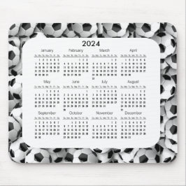 Balls do Soccer Design de 2024 Calendar Mousepad