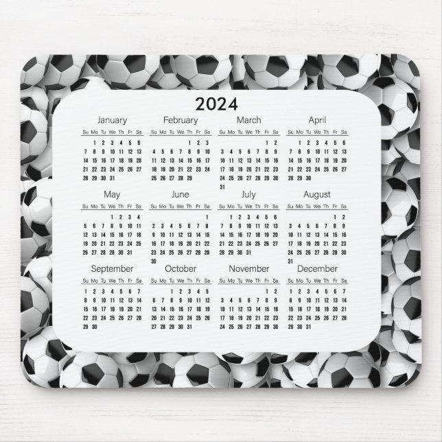 Balls do Soccer Design de 2024 Calendar Mousepad (Frente)