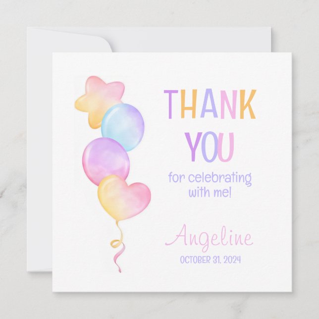 Baloão Colorido Fofo Agradecimento de Aniversário  (Frente)