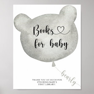 Baloão de urso em aquarela, pôster de livros para