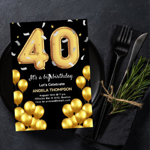 Balões 40 Anos Convite Aniversário