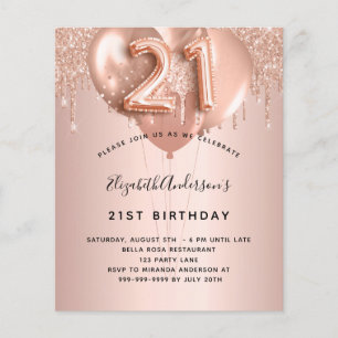 Balões aniversário de 21 anos de rosa de ouro de o