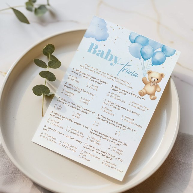 Balões azuis de ursos-peludos, jogo da trivia bebê (Criador carregado)