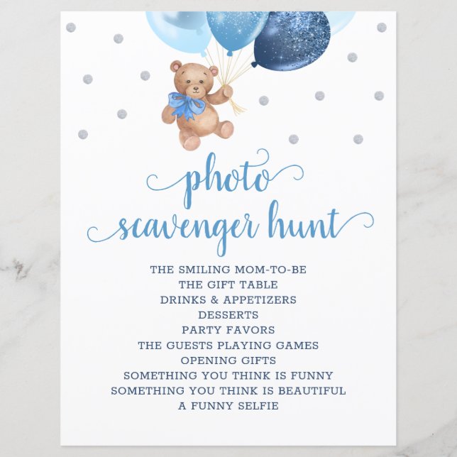 Balões Azuis do Urso Teddy Fotografar Jogo de Caça (Frente)