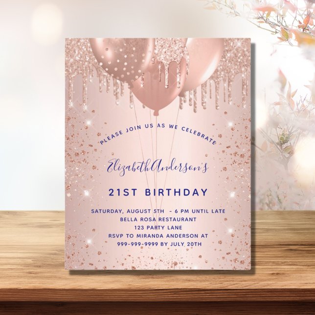 Balões azuis rosa de marinho de aniversário de orç (Criador carregado)