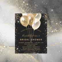 Balões Chá de panela de ouro preto e branco