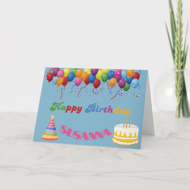 BALÕES COLORIDOS FELIZMENTE CARTÃO DE ANIVERSÁRIO (Frente)